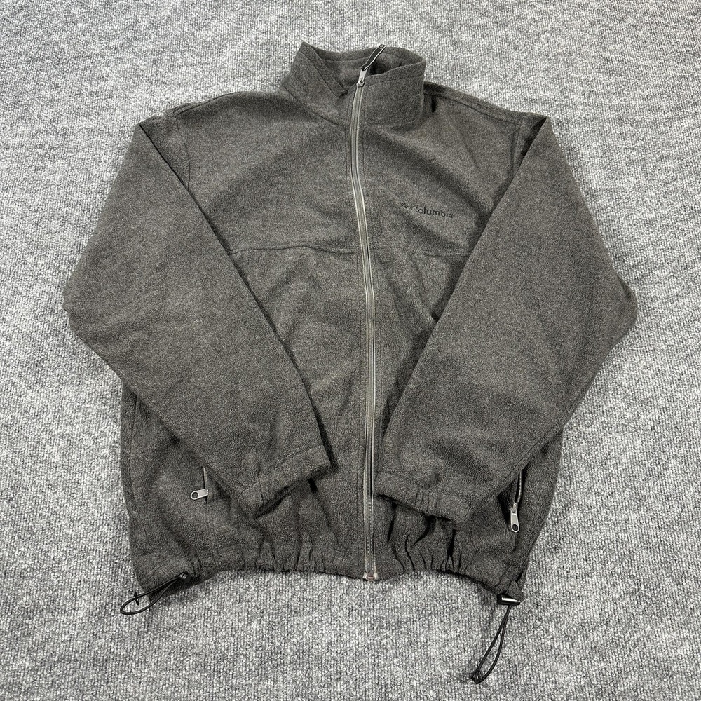 Columbia Jacket Mens Large Gray Fleece Full Zip‎ Pockets Outdoor Hiking